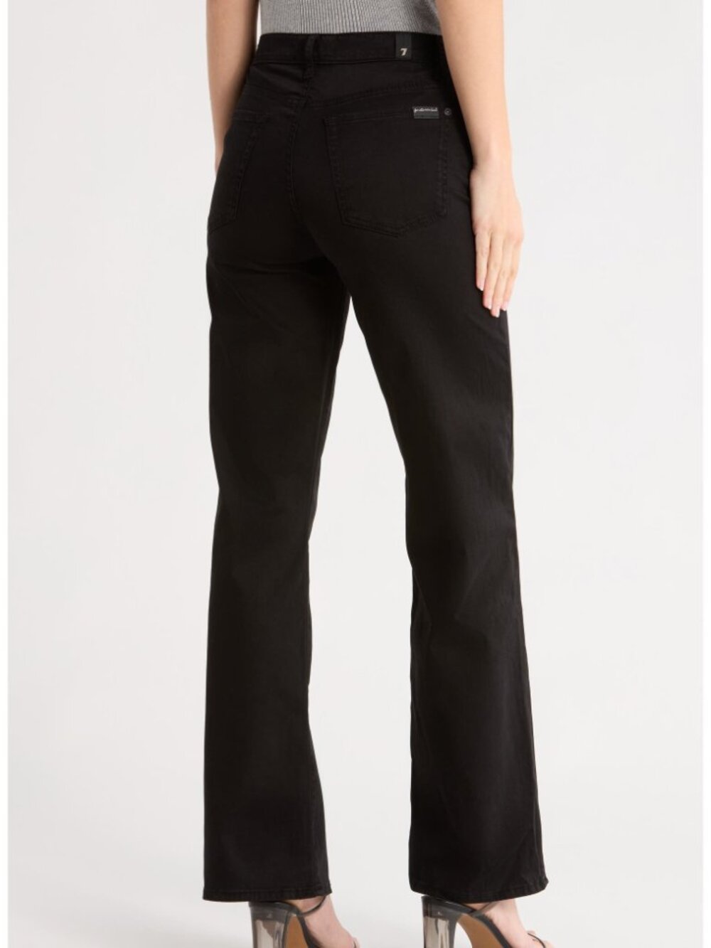NWOT 7 For All Mankind Alexa Wide Leg Boot Cut High Rise Jeans Sateen Black 25